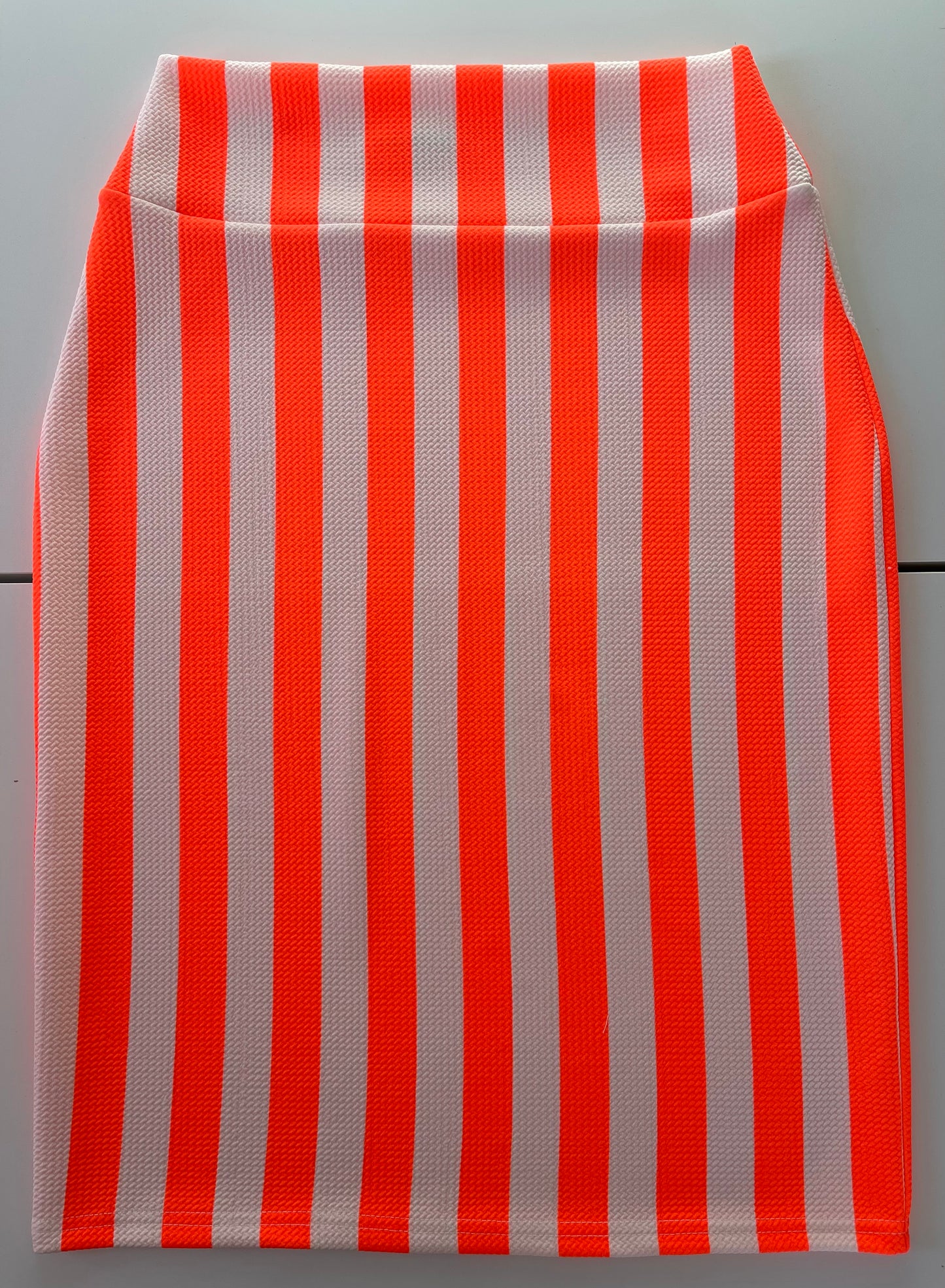 Neon Orange & White Stripe Classic Yoga Waistband