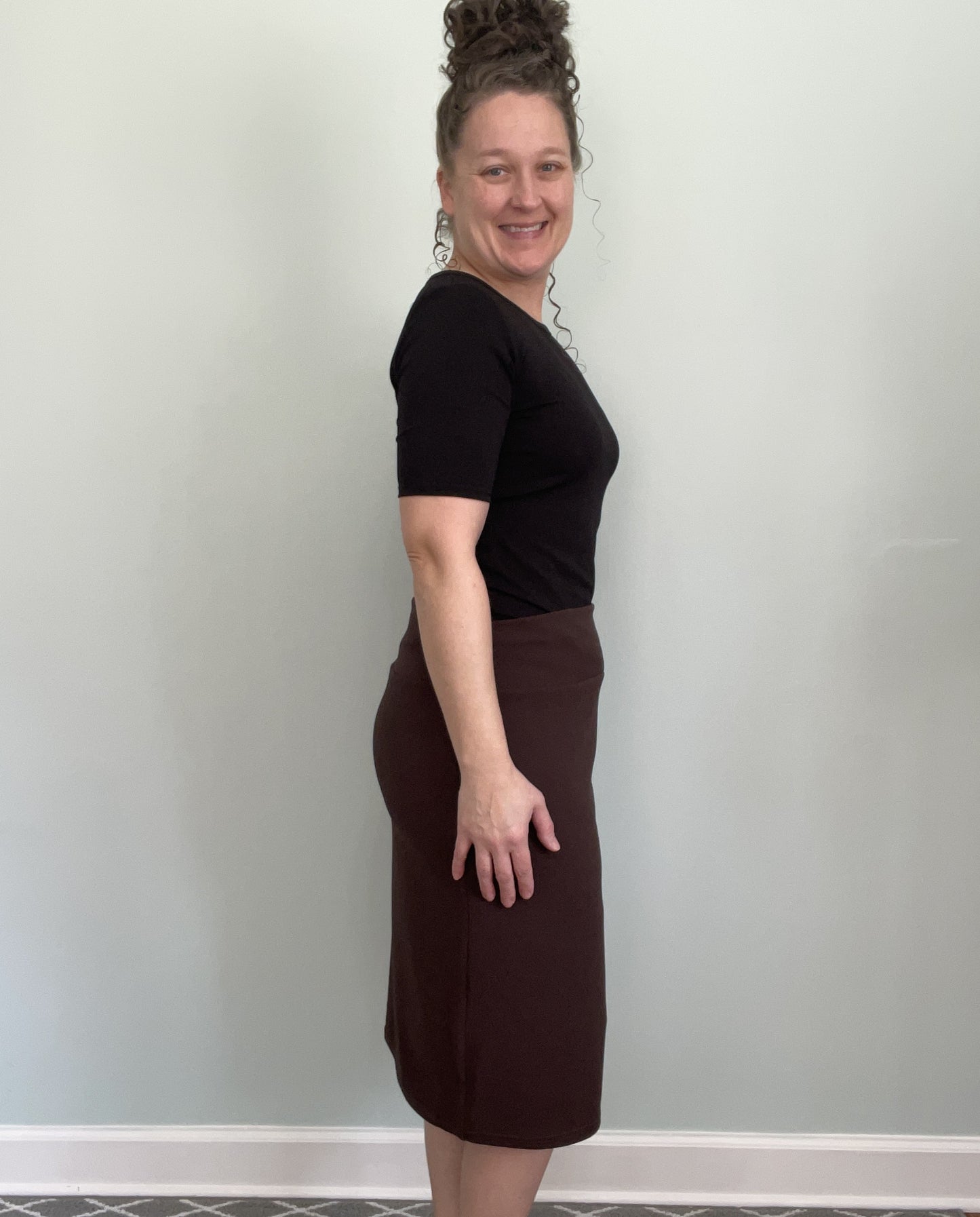 Classic Yoga Waist Pencil Skirt - Brown