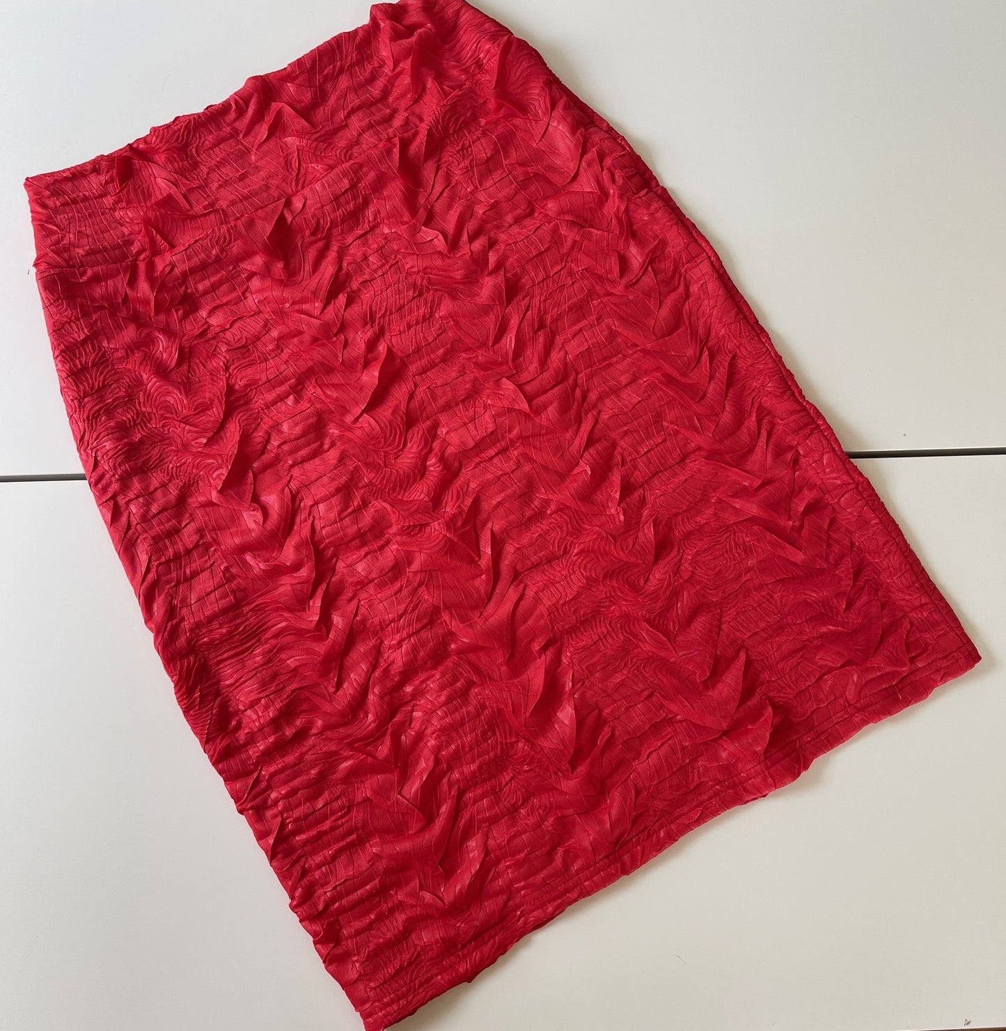 Coral Red Glamour Classic Yoga Waist Pencil Skirt