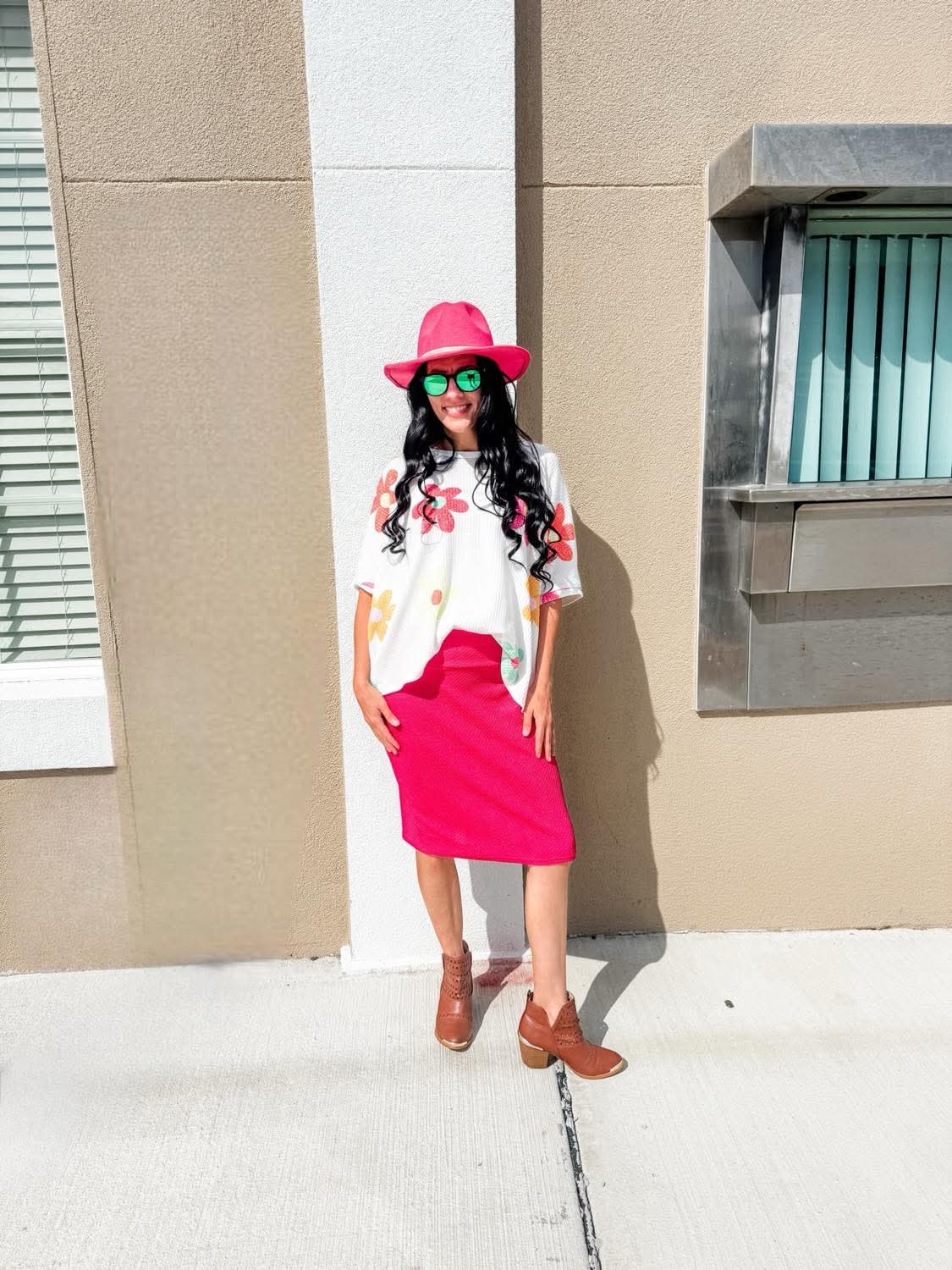 All About Raspberries Classic Pencil Skirt with Yoga Waistband