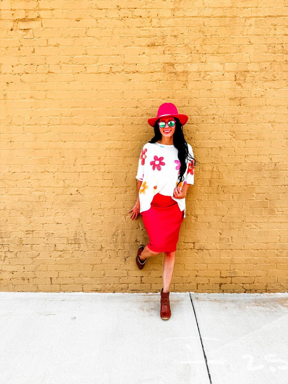 All About Raspberries Classic Pencil Skirt with Yoga Waistband