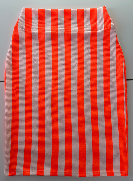 Neon Orange & White Stripe Classic Yoga Waistband