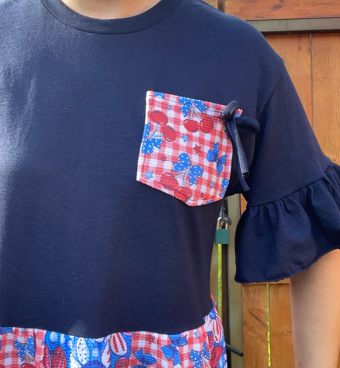 One of A Kind Patriotic Patchwork Top