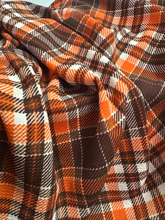 Orange Plaid Pencil Skirt