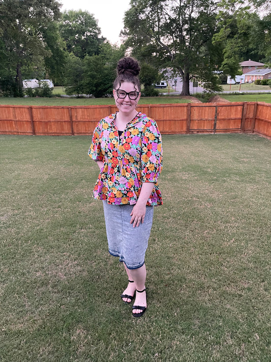 Ditzy Floral Peplum Top