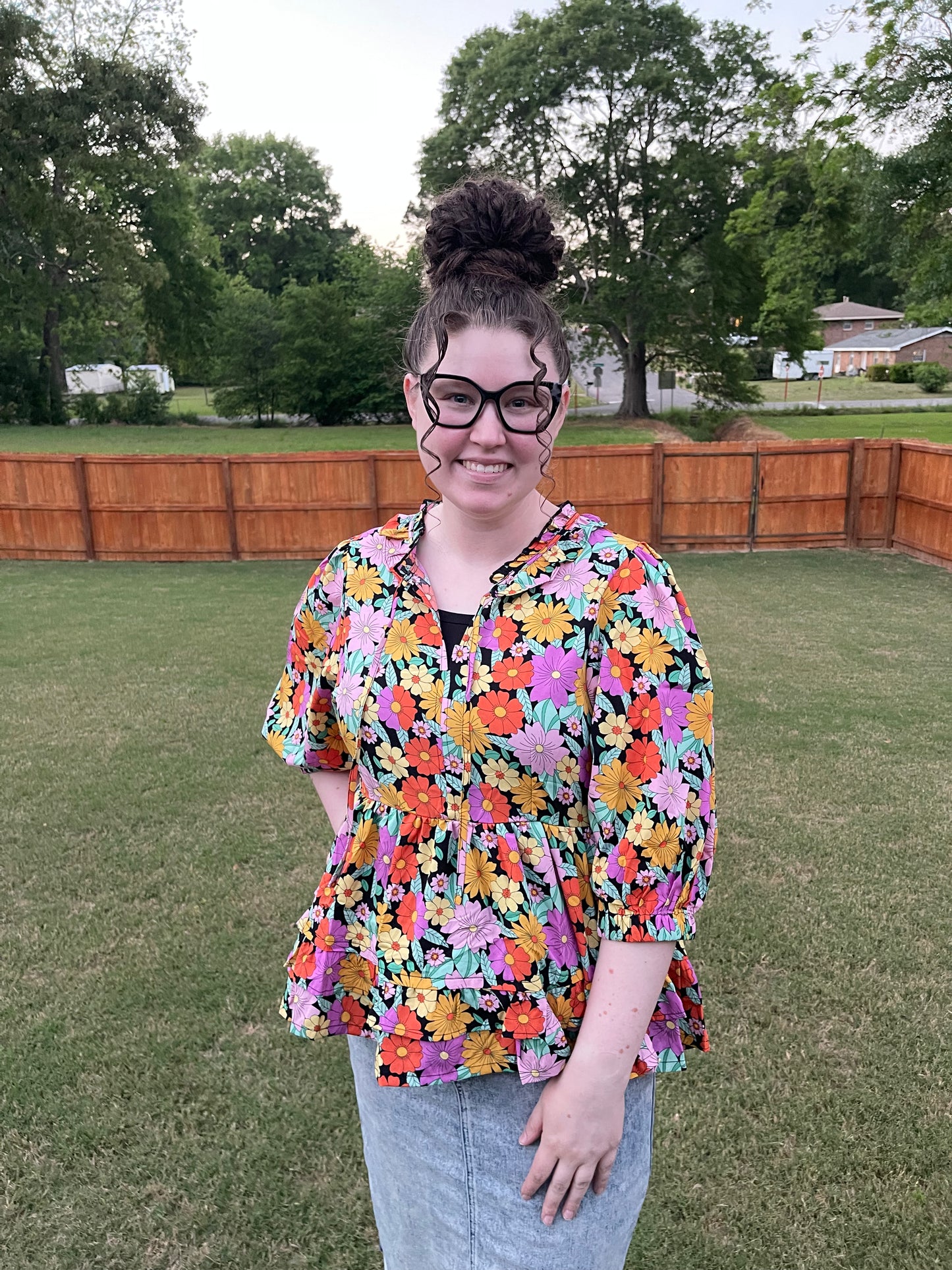 Ditzy Floral Peplum Top