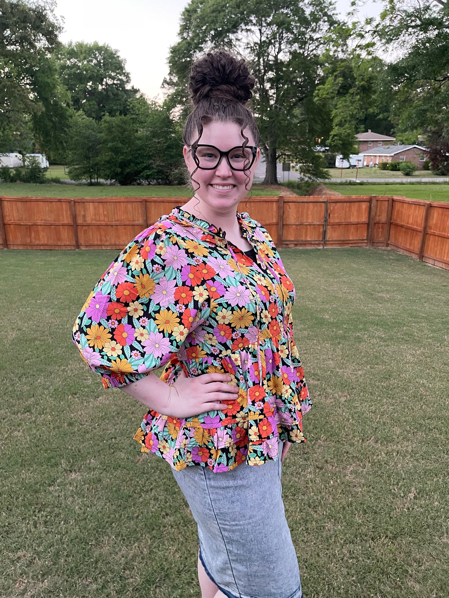 Ditzy Floral Peplum Top