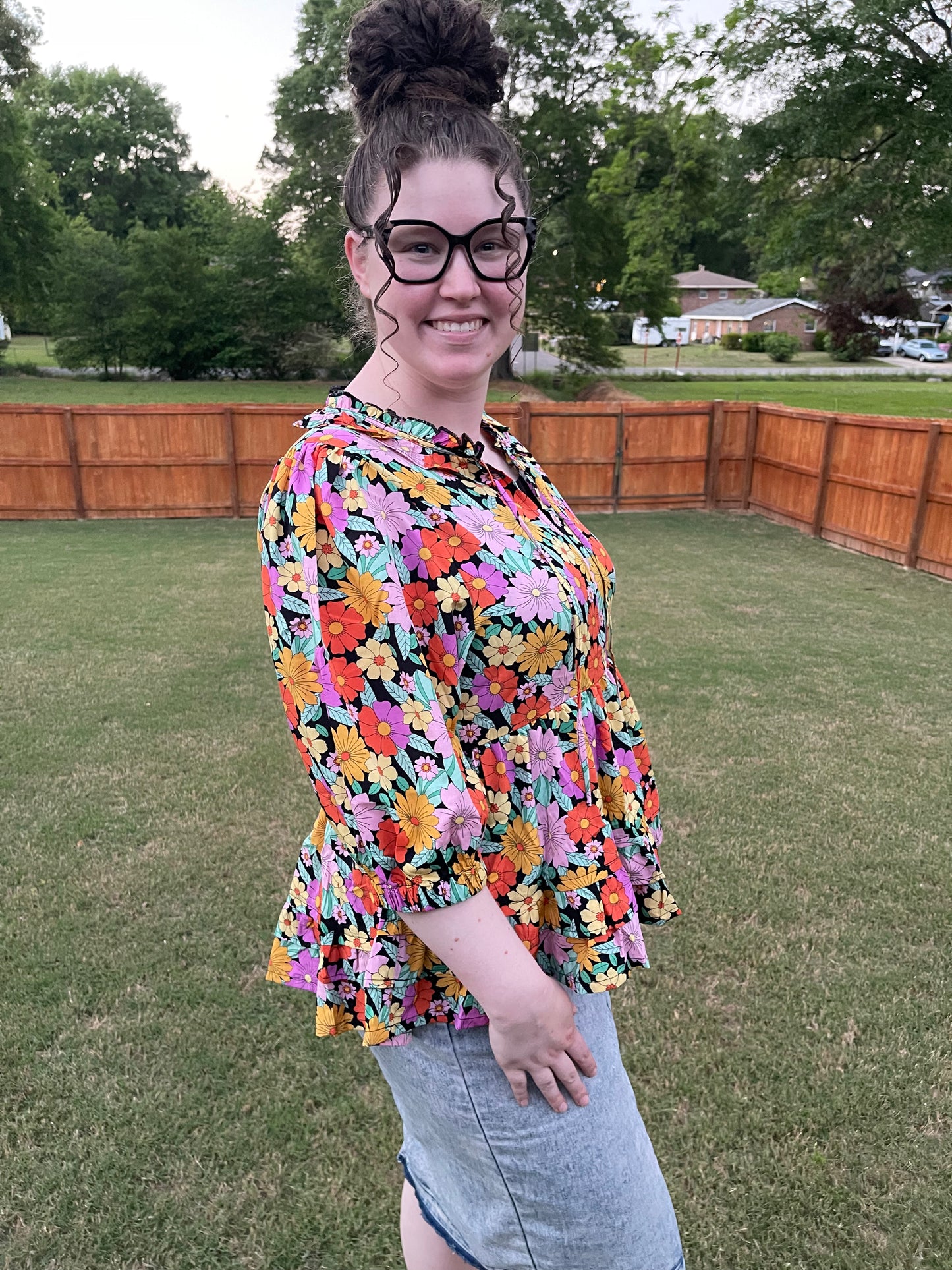 Ditzy Floral Peplum Top