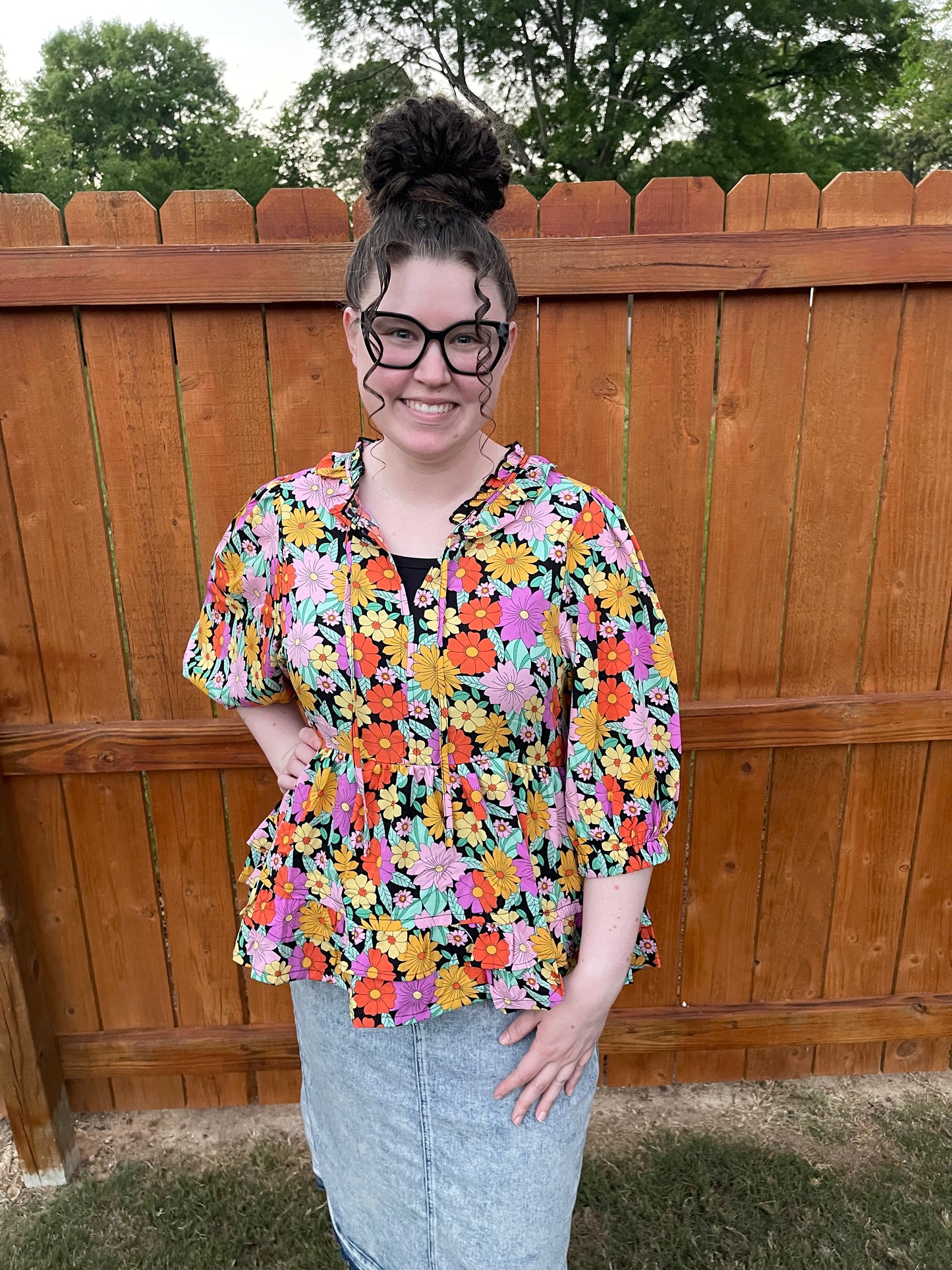 Ditzy Floral Peplum Top