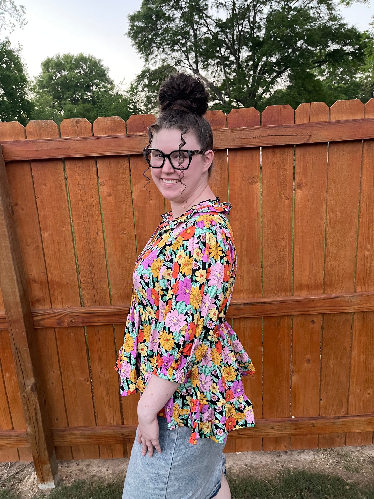 Ditzy Floral Peplum Top