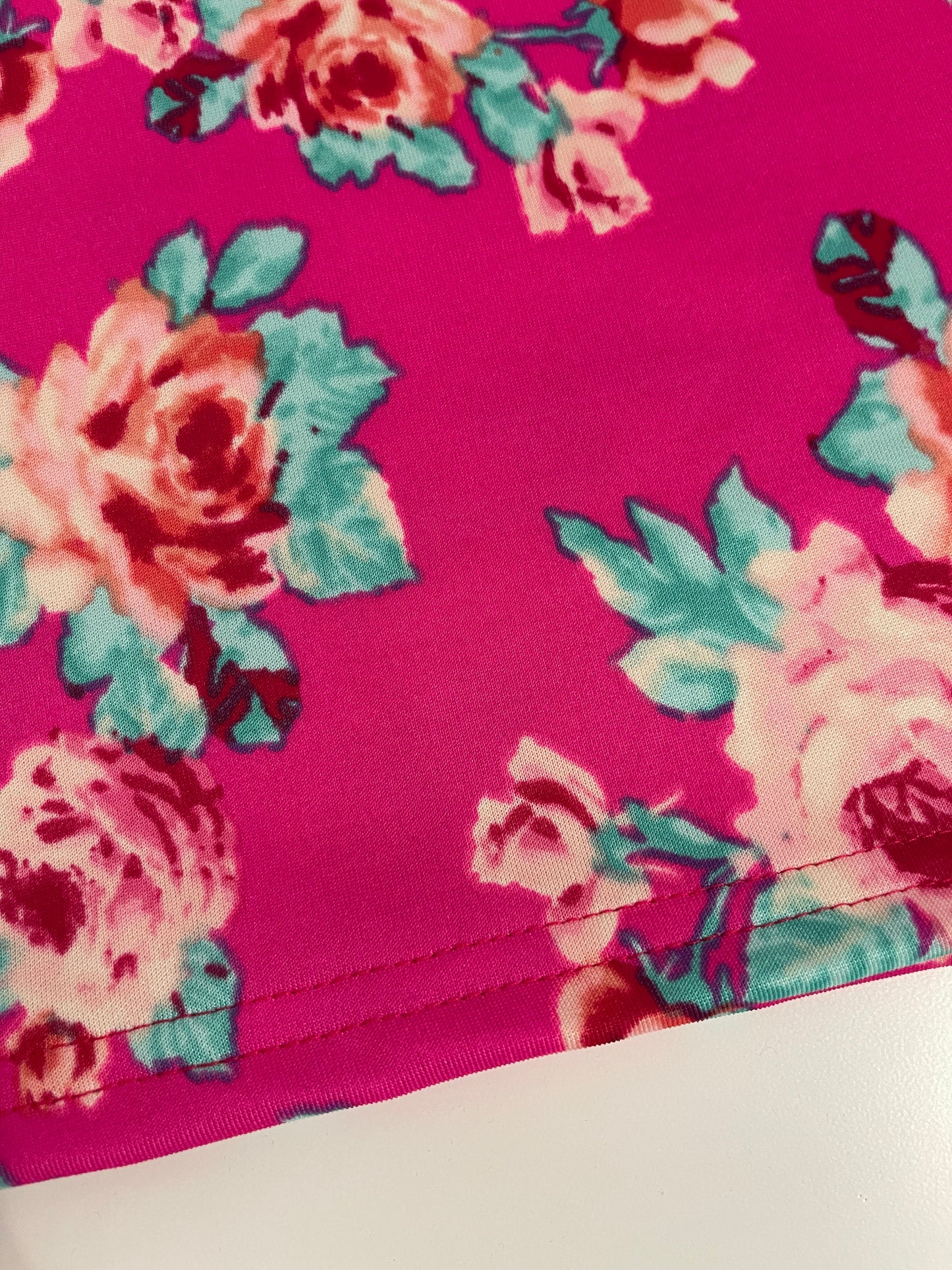 Neon Pink Floral Classic Yoga Pencil Skirt
