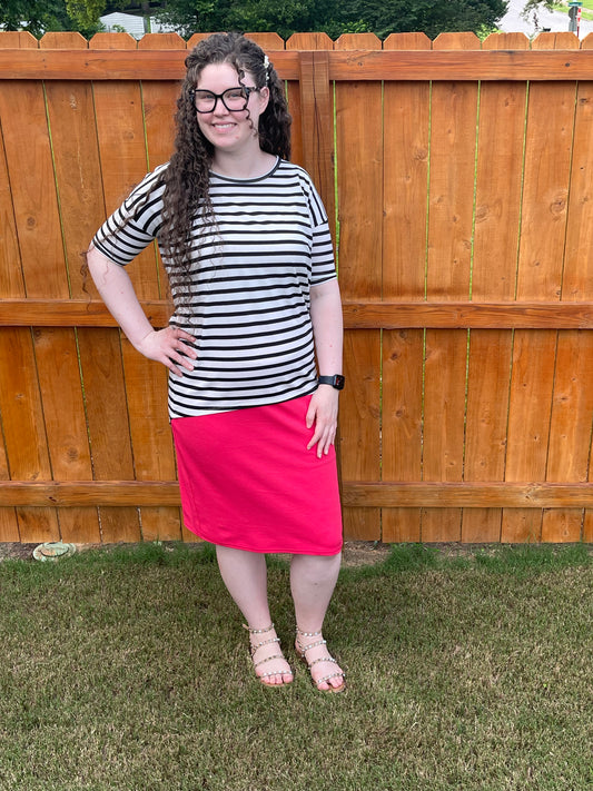 Classic Coral Pencil Skirt