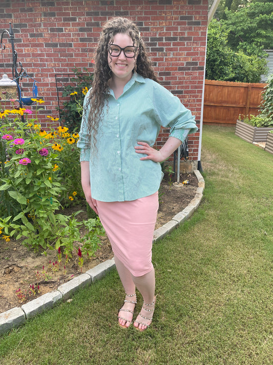 Dusty Pink Classic Pencil Skirt