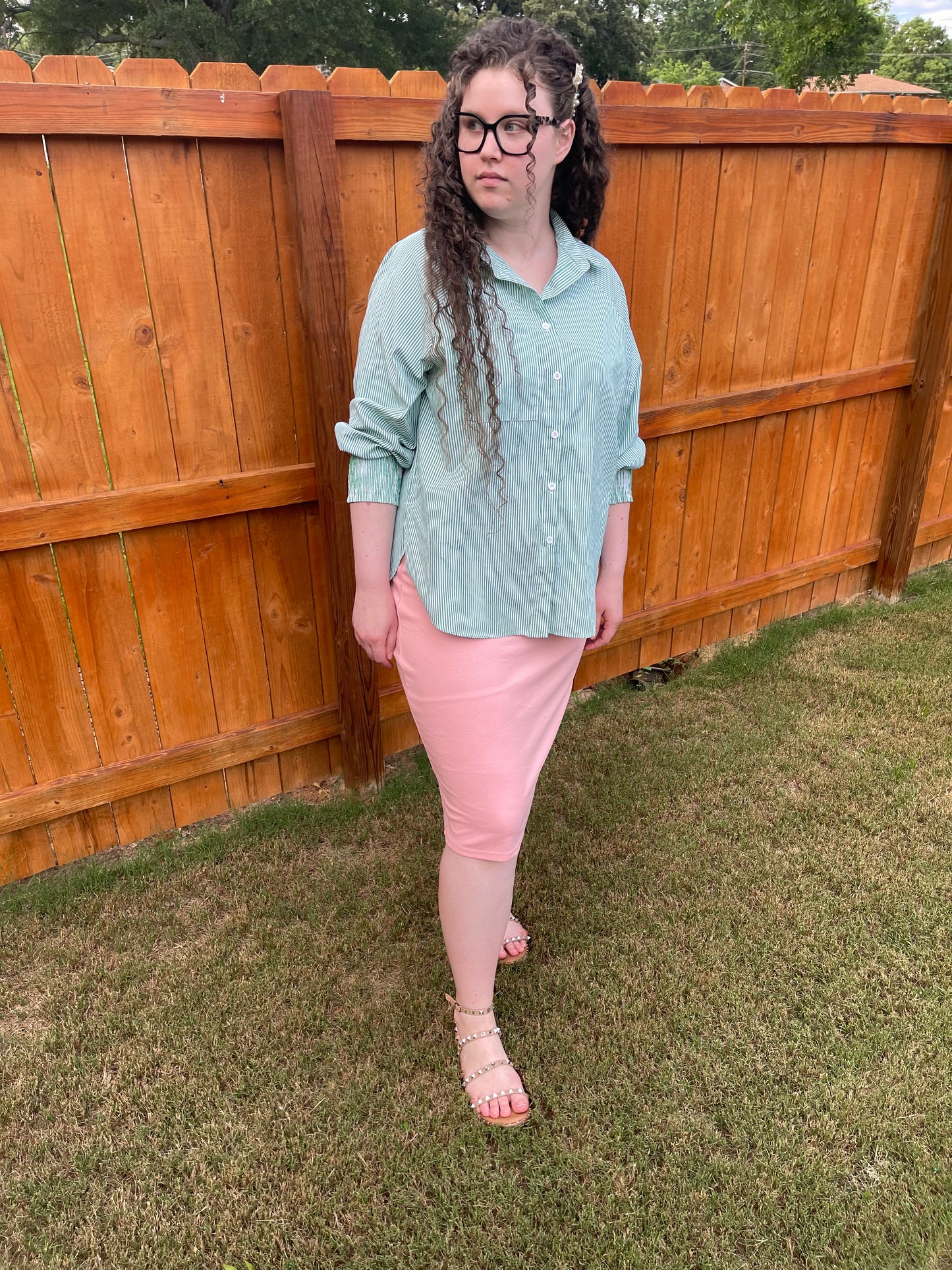 Dusty Pink Classic Pencil Skirt