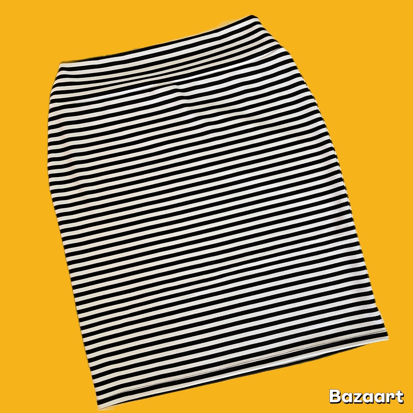 Black & White Stripe Classic Yoga Band Pencil Skirt