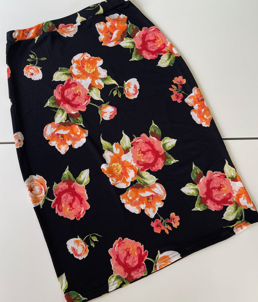 Classic Pencil Skirt Orange Floral